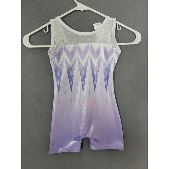 Girls Gymnastics Leotard Purple Sparkle Size 90 (4T) - Picture 1 of 6